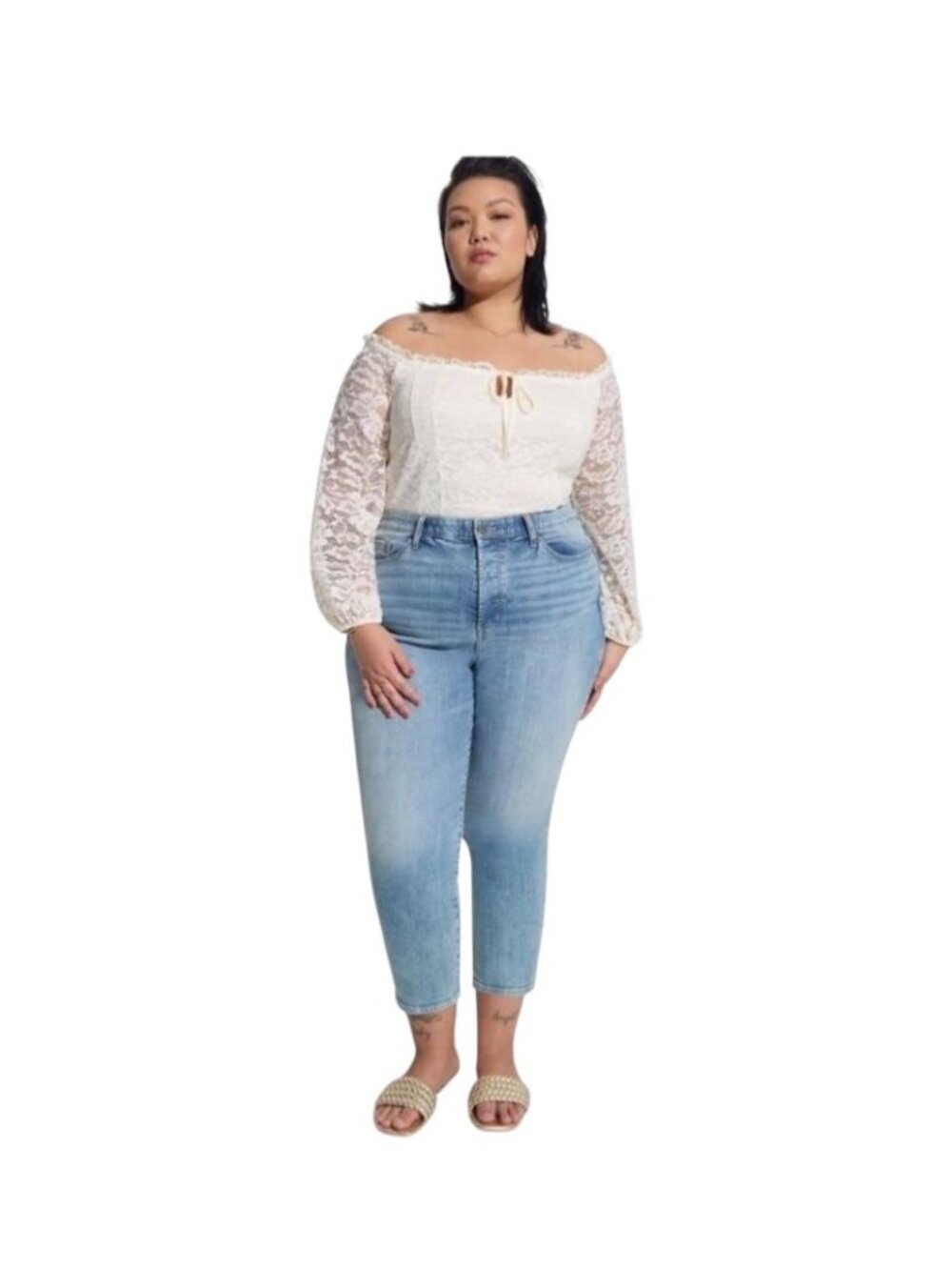 Torrid Off Shoulder Lace Blouse Cream Size 3X Romantic Renaissance Coquette Boho